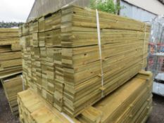 LARGE PACK OF PRESSURE TREATED FEATHER EDGE FENCE CLADDING TIMBERS. 1.65M LENGTH X 10CM WIDTH APPROX