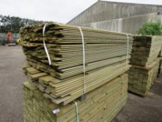 LARGE PACK OF PRESSURE TREATED SHIPLAP FENCE CLADDING TIMBERS. 1.75M LENGTH X 9.5CM WITH APPROX.