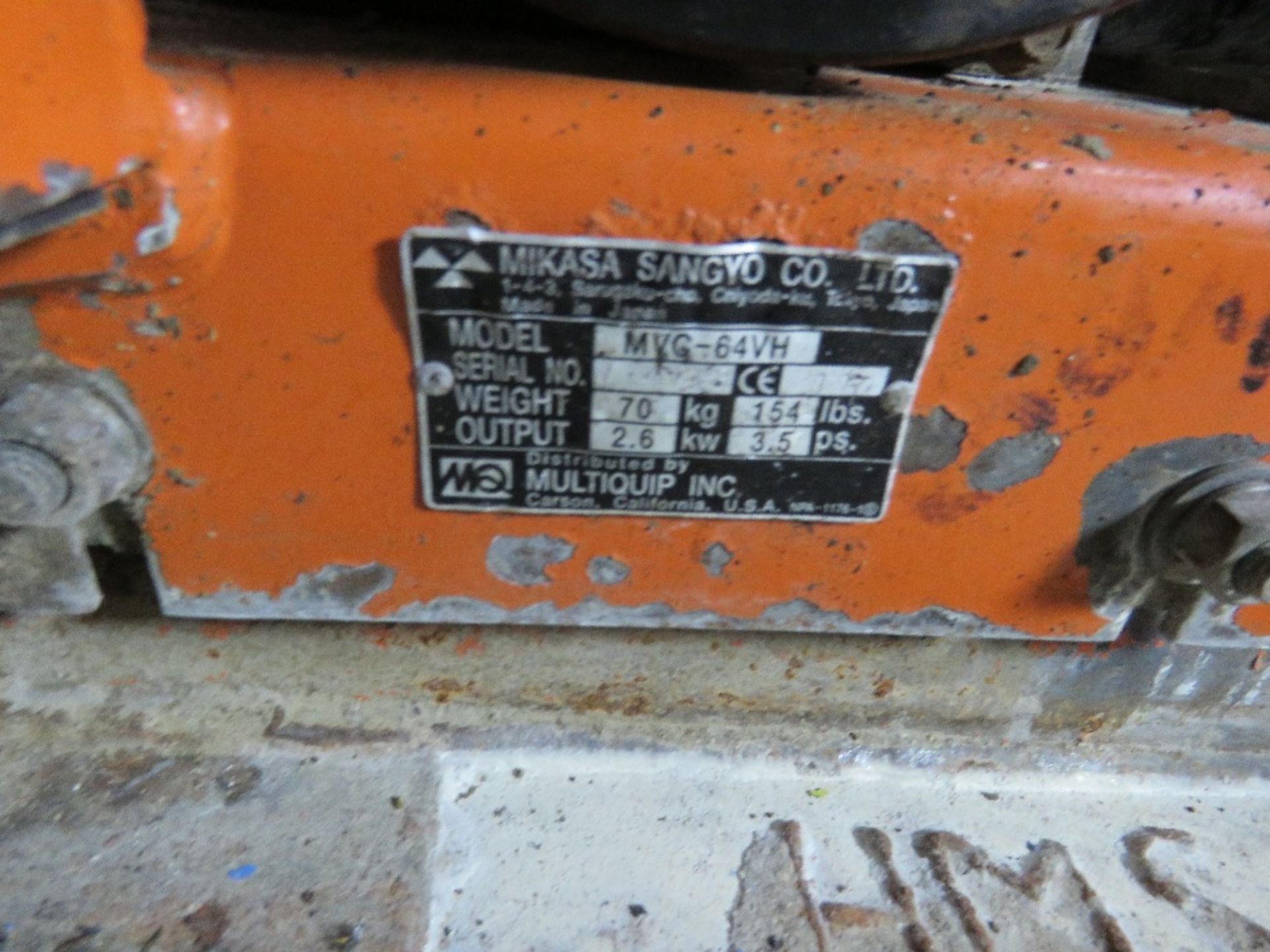MIKASA COMPACTION PLATE. - Image 4 of 5