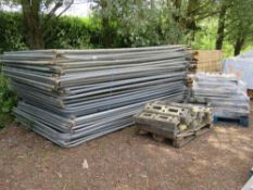 STACK OF APPROXIMATELY 46NO HERAS TYPE TEMPORARY FENCE PANELS PLUS 2 X PALLETS OF FEET.