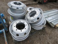 6 x LORRY WHEL RIMS: 5@ 19.5X8.25 PLUS A LARGER ONE. THIS LOT IS SOLD UNDER THE AUCTIONEERS MARGIN S
