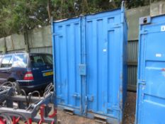 STEEL SITE STORE CONTAINER WITH FORK POCKETS. EXTERNAL SIZE: 1.67M DEPTH X 1.9M WIDTH X 2.6M HEIGHT