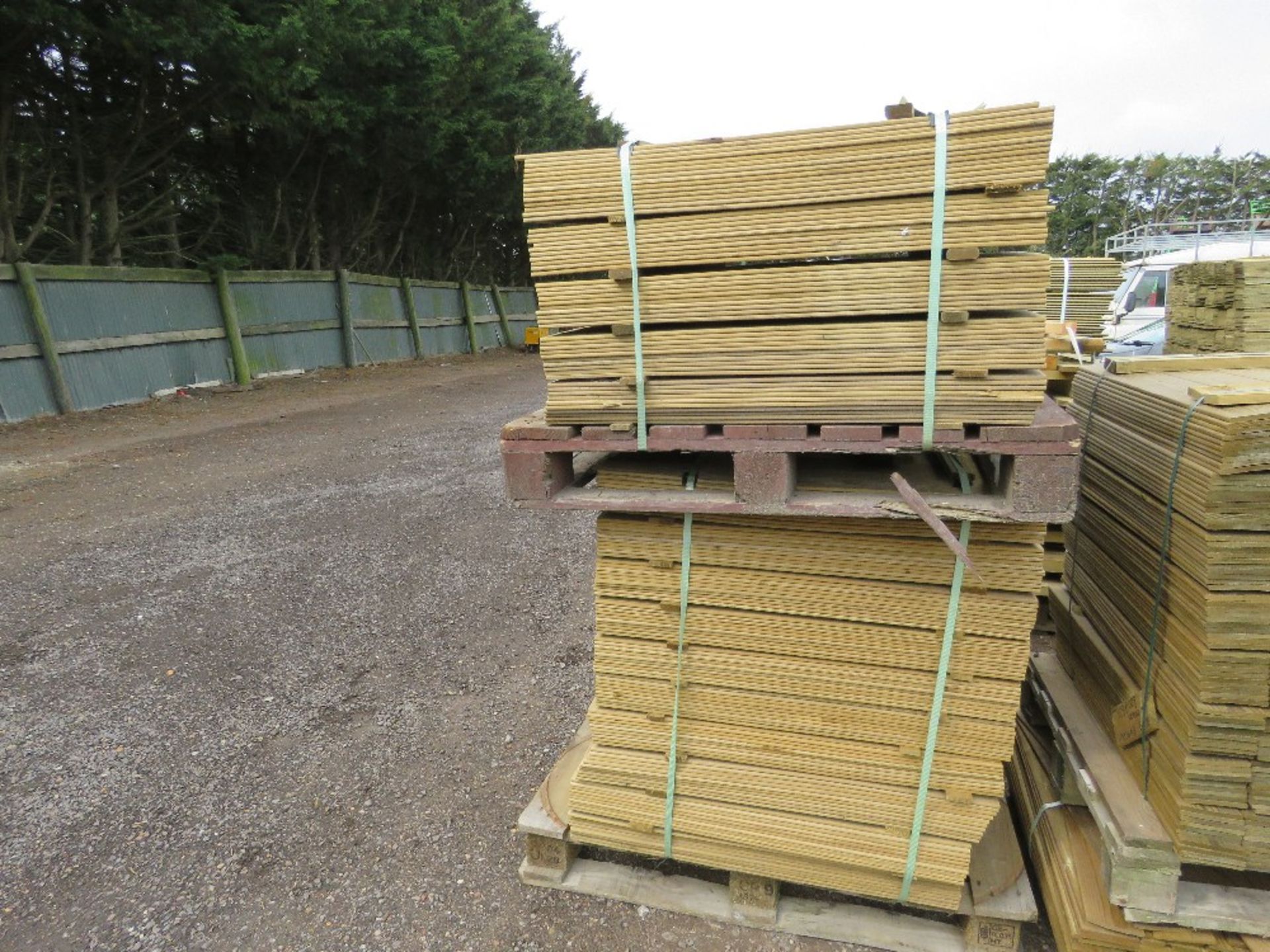 2 X PALLETS OF HIT AND MISS CLADDING TIMBERS, 0.83M LENGTH X 95MM WIDTH APPROX.