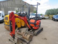 KUBOTA U10 MICRO EXCAVATOR WITH 3 X BUCKETS YEAR 2015. 2610 REC HOURS. SN:24975. DIRECT FROM LOCAL C