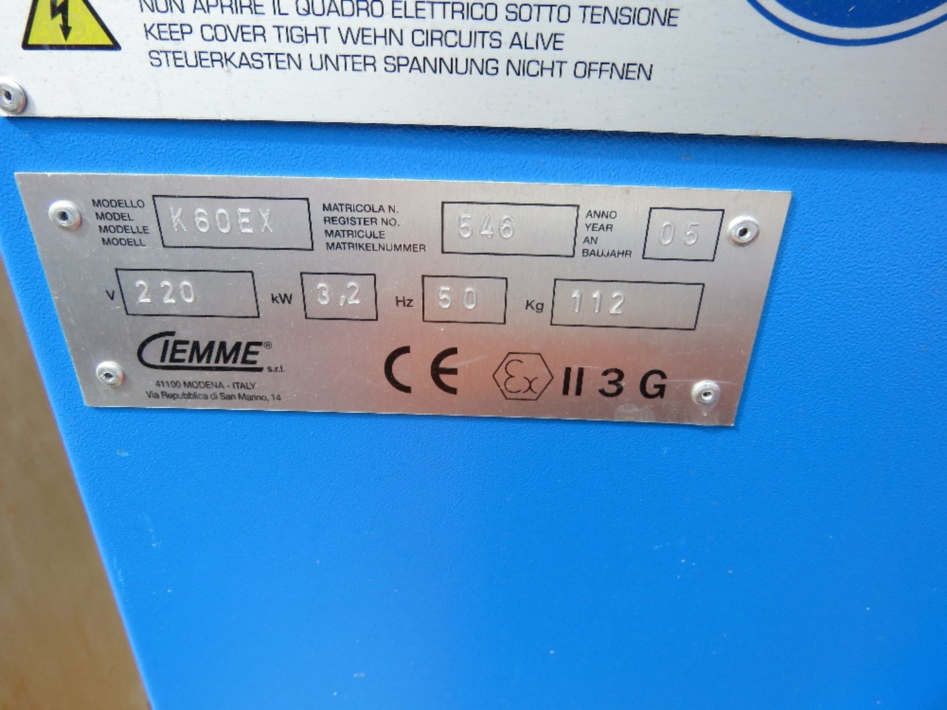 CIEMME K60EX SOLVENT RECOVERY UNIT, YEAR 2005 BUILD. SOURCED FROM COMPANY LIQUIDATION. THIS LOT IS - Image 4 of 4