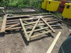 3 X WOODEN GATES: 2@ 3M WIDE PLUS 1@1.2M APPROX (SOME DAMAGE, SEE IMAGES). THIS LOT IS SOLD UNDER T