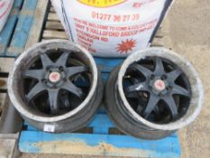 RIMS AND TYRES BELIVED TO BE FOR A HONDA CIVIC CAR.