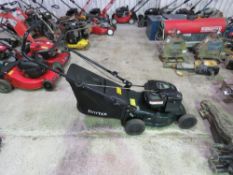 HAYTER MOTIF 41 PETROL MOWER WITH COLLECTOR. THIS LOT IS SOLD UNDER THE AUCTIONEERS MARGIN SCHEME, T