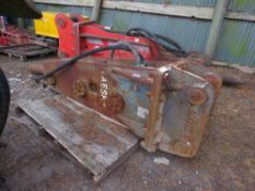 TAESHIN TB350G EXCAVATOR BREAKER ON 80MM PINS. 2220KG OPERATING WEIGHT. SN:671. THIS LOT IS SOLD UND