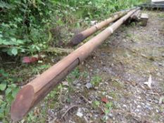 HARDWOOD ROUND HAND RAILS 6FT - 18FT APPROX. THIS LOT IS SOLD UNDER THE AUCTIONEERS MARGIN SCHEME, T