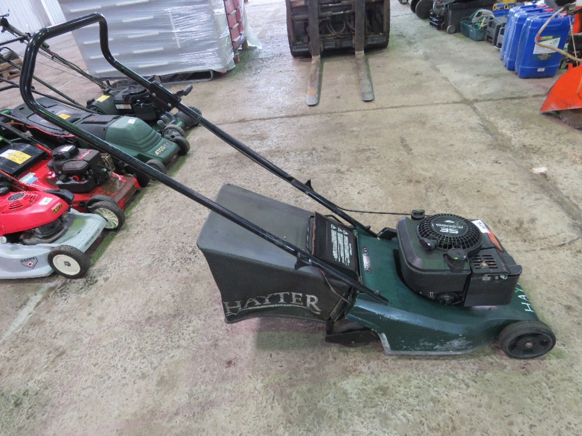 HARRIER 41 MOWER WITH A COLLECTOR. THIS LOT IS SOLD UNDER THE AUCTIONEERS MARGIN SCHEME, THEREFORE N