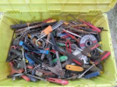 LARGE BOX OF ASSORTED TOOLS AND SUNDRIES THIS LOT IS SOLD UNDER THE AUCTIONEERS MARGIN SCHEME, THER