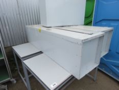 2 X METAL FRAMED TABLES PLUS 3 X CABINETS, EX LABORATORY.. THIS LOT IS SOLD UNDER THE AUCTIONEERS M