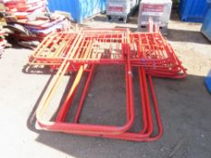 7 X RED PEDESTRIAN BARRIER GATES.