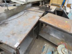 2 X HEAVY DUTY BENCHES ONE WITH A VICE 1.7M AND 1.82M LENGTH APPROX. THIS LOT IS SOLD UNDER THE AUCT