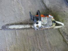 STIHL PETROL ENGINED CHAINSAW. THIS LOT IS SOLD UNDER THE AUCTIONEERS MARGIN SCHEME, THEREFORE NO VA