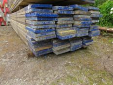 STACK OF 60 X PRE USED SCAFFOLD BOARDS, 3.9M LENGTH APPROX. THIS LOT IS SOLD UNDER THE AUCTIONEERS M