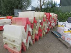 RED AND WHITE WATER FILLED BARRIERS, 70NO APPROX IN TOTAL. DIRECT FROM SITE CLEARANCE.