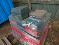 PALLET OF PLASTIC POWER TOOL CASES. DIRECT FROM A LOCAL GROUNDWORKS COMPANY AS PART OF THEIR REST