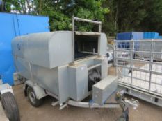SINGLE AXLE MOTORBIKE TRAILER WITH TOP CONVERTED TO TRANSPORT A HOG ROAST SPIT 1.6M WIDE X 2M LENGT
