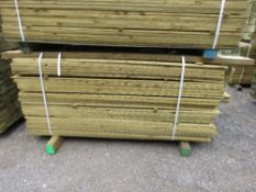 LARGE PACK OF PRESSURE TREATED FEATHER EDGE FENCE CLADDING TIMBER BOARDS: MIXED 1.8-2.1M LENGTH X 10