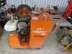 CLIPPER CS1 PETROL ENGINED FLOOR SAW, 18" BLADE CAPACITY. WHNE TESTED WAS SEEN TO START, RUN AND SHA