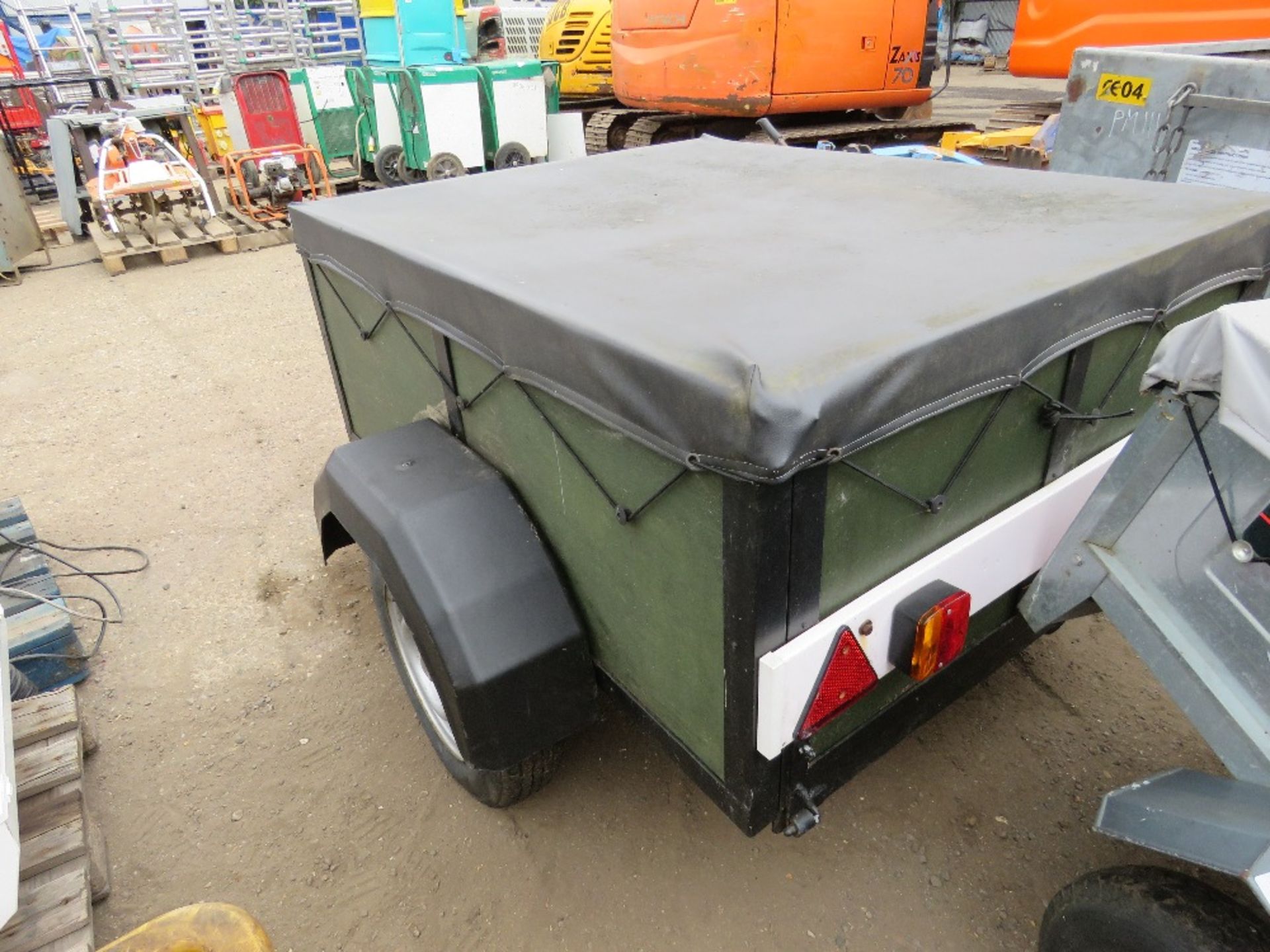 SINGLE AXLE GENERAL PURPOSE TRAILER WITH SHEET COVER, 5FT X 4FT APPROX. - Image 3 of 3