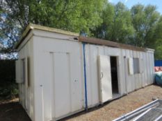 PORTABLE SECURE OFFICE, 32FT LENGTH THAT HAS BEEN CONVERTED TO A KITCHEN.