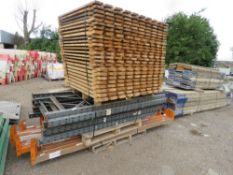 PALLET RACKING 8FT HEIGHT: 7 X UPRIGHTS PLUS 16NO BEAMS AND A PACK OF BOARDS.