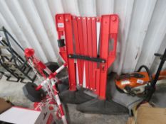 PLASTIC SAFETY BARRIER PLUS RAILING SECTION. THIS LOT IS SOLD UNDER THE AUCTIONEERS MARGIN SCHEME, T