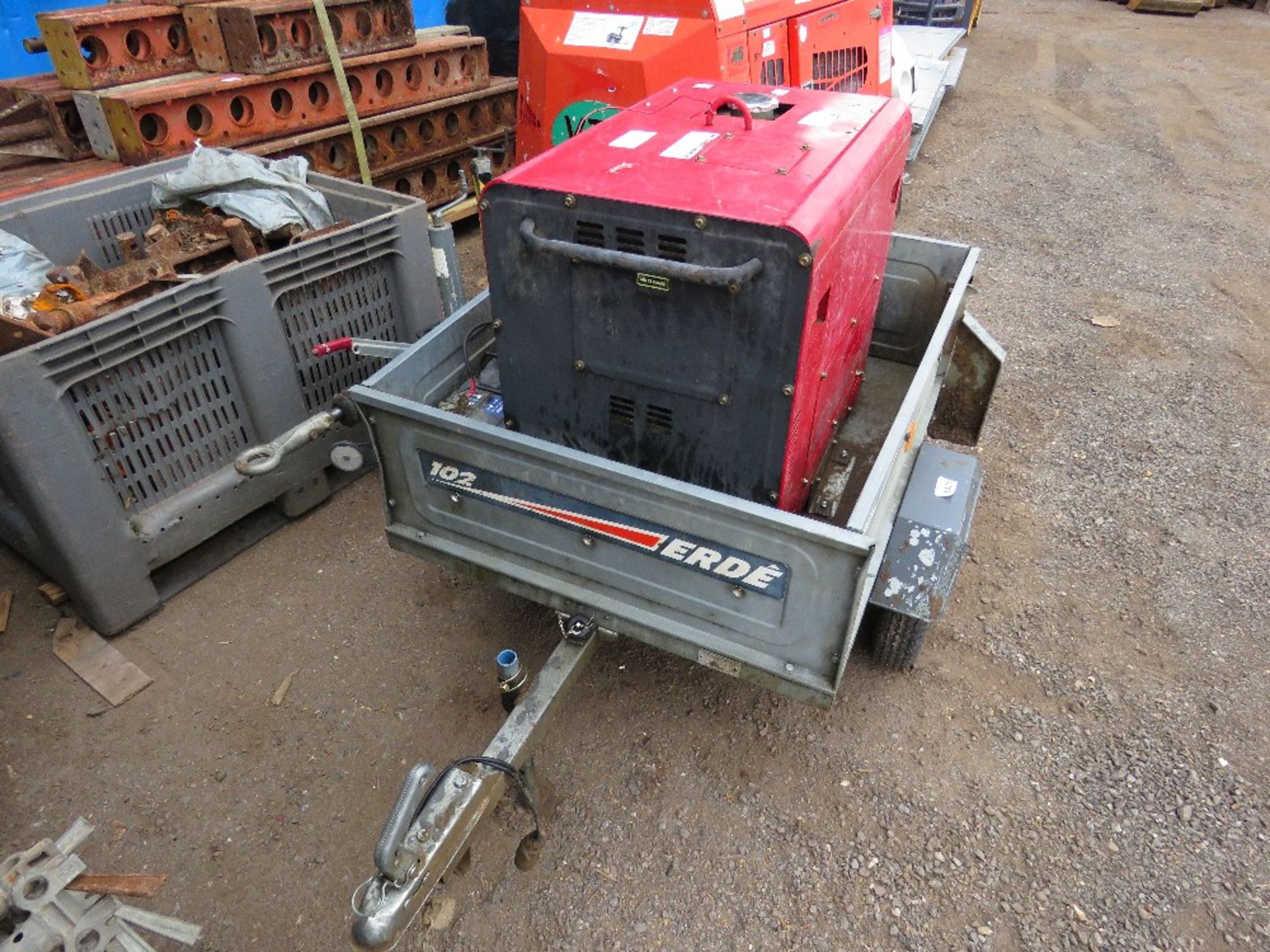 ERDE SMALL TRAILER WITH A DIESEL GENERATOR, 6KVA APPROX. - Image 3 of 4
