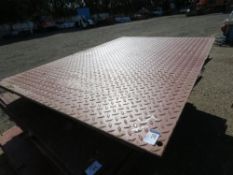 4 X LARGE CHEQUER PLATE STEEL ROAD PLATES, 1.26M X 1.8M APPROX @ 8MM THICKNESS APPROX.