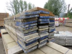 STACK OF 50 X PRE USED CAFFOLD BOARDS, 8FT LENGTH APPROX. THIS LOT IS SOLD UNDER THE AUCTIONEERS MAR
