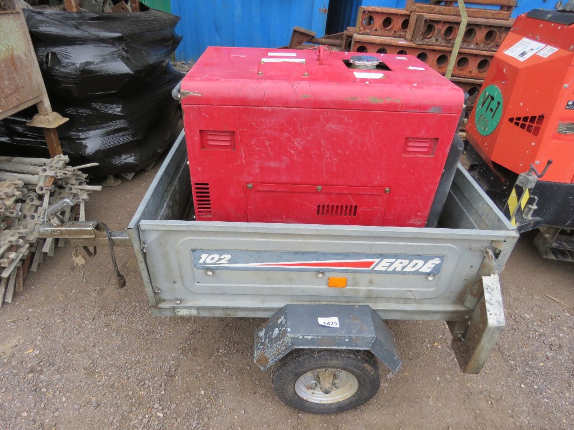 ERDE SMALL TRAILER WITH A DIESEL GENERATOR, 6KVA APPROX.