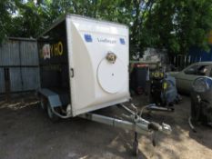 LYNTON LOAD LUGGER TRAILER WITH SPRE WHEEL AND KEY 8FT X 5FT APPROX WITH REAR ROLLER SHUTTER. SOURC