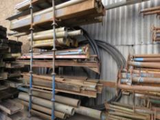 LARGE STACK OF ASSORTED POSTS AND CONSTRUCTION STEEL CONTAINED IN 7NO STILLAGES. LOT LOCATION: SS13