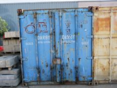 STEEL STORAGE CONTAINER, 20FT LENGTH. SOLD WITH CONTENTS AS SHOWN. LOT LOCATION: SS13 1EF, BASILDON,