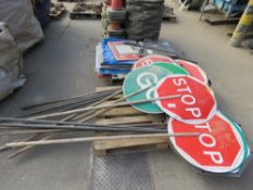 3 X PALLETS CONTAINING ROAD SIGNS, ROAD CONES AND STOP AND GO BOARDS. LOT LOCATION: SS13 1EF, BASIL