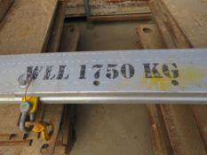 LARGE ADJUSTABLE ALUMINIUM LIFTING SPREADER BEAM, 1750KG RATED, 4METRE LENGTH APPROX. LOT LOCATION: