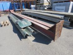 PALLET CONTAINING 2 X ARMCO BARRIER SECTIONS PLUS 2 X STEEL ROOF TRUSSES 15FT LENGTH APPROX. LOT LOC