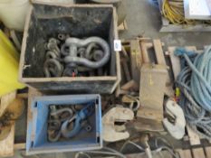 SHACKLES, CLAMPS AND HOOKS. LOT LOCATION: SS13 1EF, BASILDON, ESSEX.