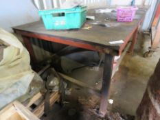 STEEL WORK BENCH, 11FT LENGTH APPROX (FAR CORNER OF TIN SHED) CONTENTS EXCLUDED. LOT LOCATION: EM