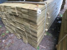 LARGE PACK OF TREATED FEATHER EDGE TIMBER CLADDING BOARDS: 1.80M LENGTH X 100MM WIDTH APPROX.