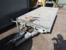 IFOR WILLIAMS LM104 FLAT BED TRAILER, 10FT X 4FT APPROX WITH REMOVEABLE DRAWBAR. CAN BE TOWED FROM E