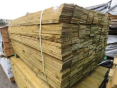 LARGE PACK OF TREATED FEATHER EDGE FENCE CLADDING TIMBER BOARDS, 1.65M LENGTH X 100MM WIDTH APPROX.