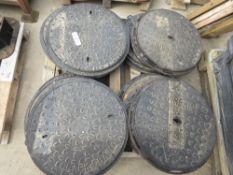 PALLET OF ROUND MANHOLE ASSEMBLIES. LOT LOCATION: EMERALD HOUSE, SWINBORNE ROAD, SS13 1EF, BASILDO