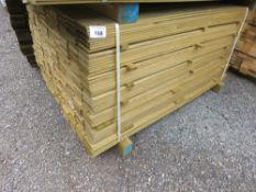 LARGE PACK OF TREATED HIT AND MISS FENCE CLADDING TIMBER BOARDS, 1.45M LENGTH X 95MM WIDTH APPROX.