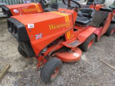 WESTWOOD RIDE ON MOWER WITH REAR COLLECTOR. WHEN TESTED BRIEFLY WAS SEEN TO DRIVE AND MOWER BLADE TU