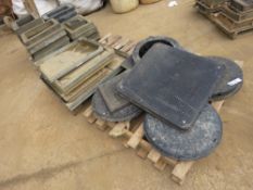 3 X PALLET OF MANHOLE TOPS WITH SURROUNDS. LOT LOCATION: EMERALD HOUSE, SWINBORNE ROAD, SS13 1EF,