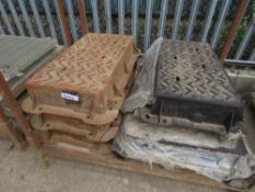 5 X LARGE CAST MANHOLE SURROUNDS WITH COVERS. LOT LOCATION: EMERALD HOUSE, SWINBORNE ROAD, SS13 1E